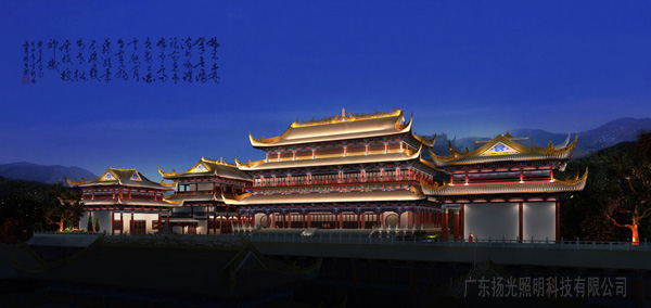 觀音寺夜景照明設(shè)計遠(yuǎn)景效果圖