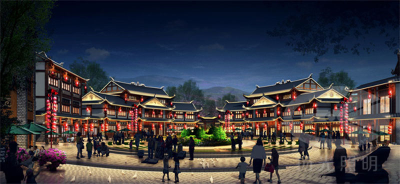 古鎮(zhèn)夜游燈光設計效果圖
